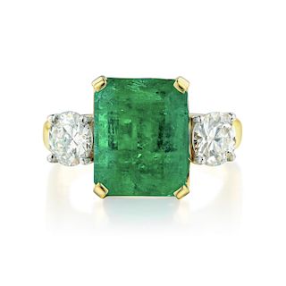3.81-Carat Colombian Emerald and Diamond Ring