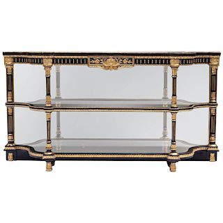 Charles Nosotti circa 1850 Ebonized Mirrored and Gilt Cabinet 