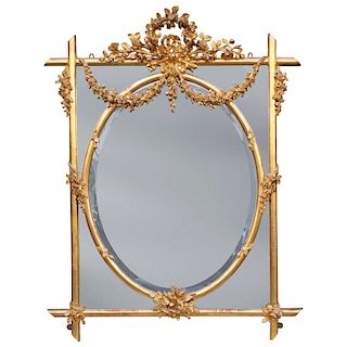 Fine English Large 19th Century Carved Giltwood Mirror