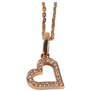 Cartier 18 Karat Pink Gold and Diamond Heart Pendant and Necklace 0.25 Carat