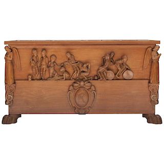 Wood Hand Carved Toy Box