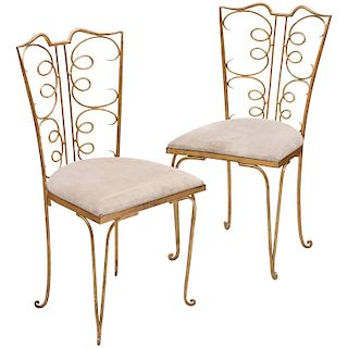 1940s French Gilt Side Chairs Attributed to Rene Prou