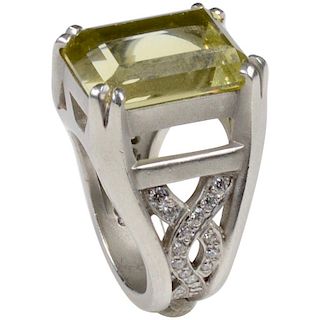 Kieselstein-Cord Platinum with 11.79 Carat Beryl and 0.75 Carats Diamond Ring