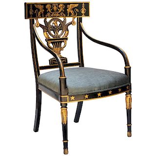Early Nineteenth Century American Regency Painted Armchair