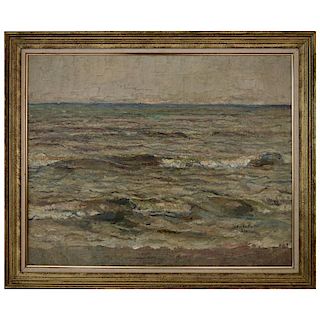 French Post-Impressionist Seascape Oil Painting, 1931