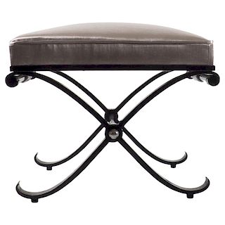 French Neo-Classical Black Iron X-Stool