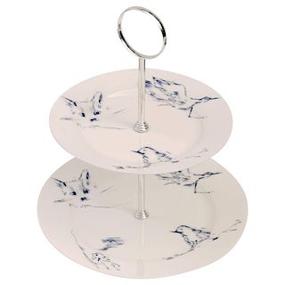 Signed Tracey Emin Bone China Cake Stand, 'Docket and His Bird' Collection