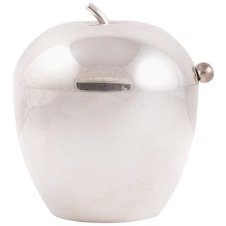 Apple Silver Plate Ice Bucket with Ladle, 1970s