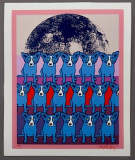 George Rodrigue "Codex Blue Dog" silkscreen, 1991.