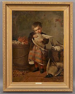 Oldrich Farsky "Untitled (Boy with goose) oil