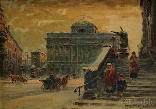 Wladyslaw T. Chemielinski (Polish, b. 1895)      Winter Street Scene, Warsaw.
