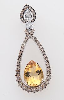 18K gold, diamond and Imperial topaz pendant,