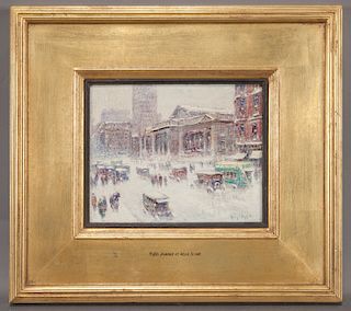 Guy Wiggins "Fifth Avenue at 42nd Street" oil