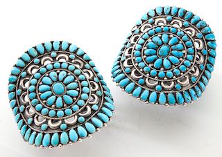 Pr. Zuni Indian silver and turquoise cuff
