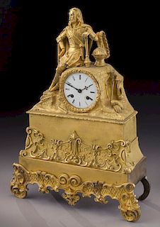 French gilt bronze mantle clock,