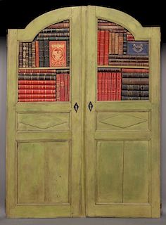 Pr. Arched wood doors,