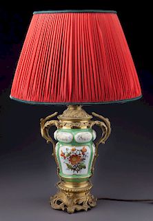 Sevres-style ormolu mounted lamp,