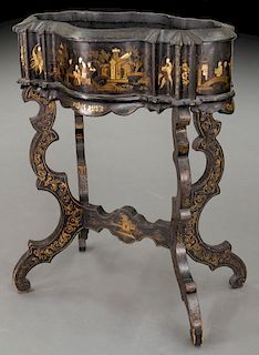 Chinoiserie lacquer and gilt planter,