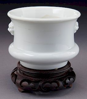 Chinese Qing blanc de chine porcelain censer,