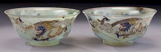 Pr. Chinese serpentine bowls,