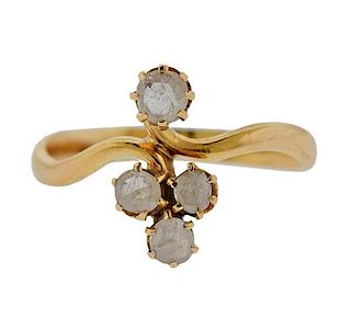 18K Gold Rose Cut Diamond Ring