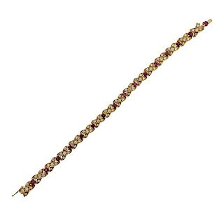 18K Gold Diamond Ruby Bracelet