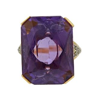 Gold Diamond Purple Stone Ring