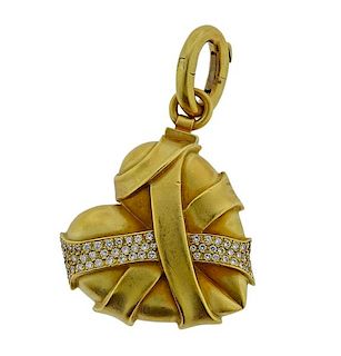 Kieselstein Cord 18K Gold Diamond Heart Pendant