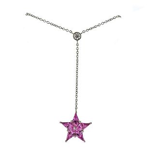 Tiffany &amp; Co Platinum Diamond Pink Sapphire Necklace