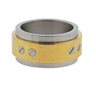 Cartier Stainless Steel 18K Gold Band Ring 