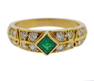 Van Cleef  &amp; Arpels 18K Gold Diamond Emerald Ring