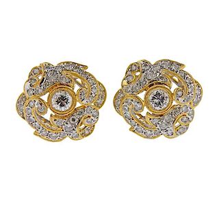 18K Gold Diamond Earrings 
