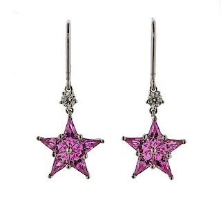 Tiffany &amp; Co Platinum Diamond Pink Sapphire Earrings
