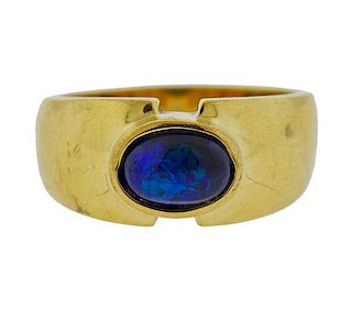18K Gold Black Opal Ring