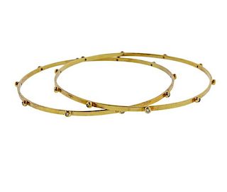 Faye Kim 18K Gold Diamond Bangle Bracelet Set