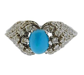 18K Gold Diamond Turquoise Ring