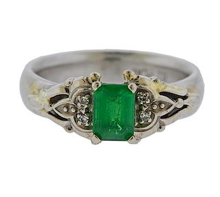 Platinum Gold Diamond Emerald Ring