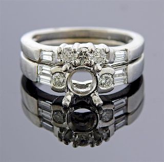Platinum Diamond Bridal Wedding Ring Set Mounting