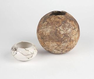 Two raku pottery vessels