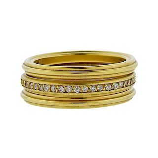 Slane 18k Gold Diamond Stackable Band Ring Set of 3