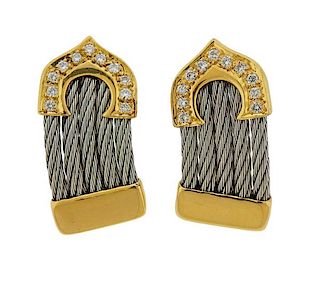 18k Gold Stainless Steel Diamond Earrings 
