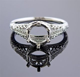 14k Gold Diamond Filigree Engagement Ring Setting