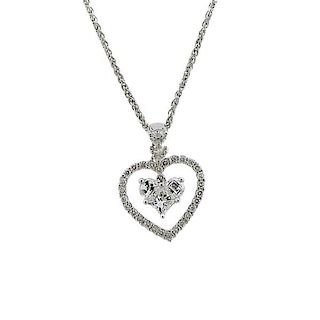 18k Gold Heart Diamond Pendant Necklace