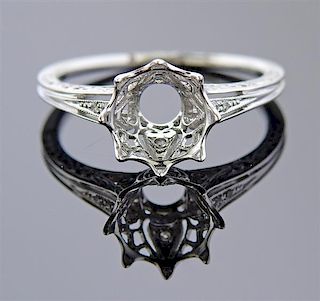 14k Gold Diamond Filigree Engagement Ring Setting 
