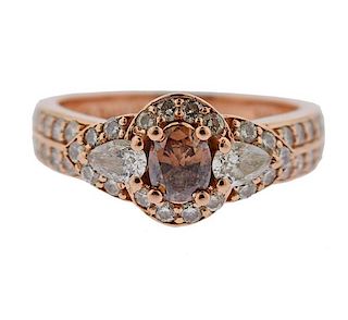 14k Rose Gold Brown Diamond Ring 