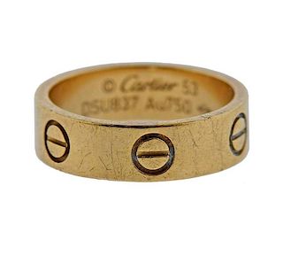 Cartier Love 18k Yellow Gold Band Ring Size 53