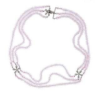 Cathy Waterman Daisy Platinum Diamond Quartz Choker Necklace