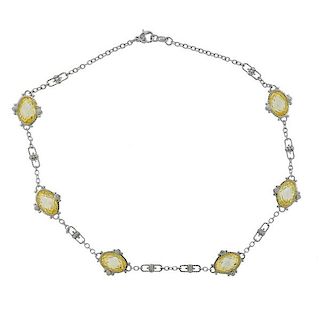 Judith Ripka Arielle Canary Crystal Diamond 18k Gold Necklace