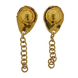 Jean Mahie 22k Gold Chain Drop Earrings