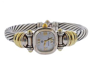 David Yurman 14k Gold Silver Cable Watch Bracelet
